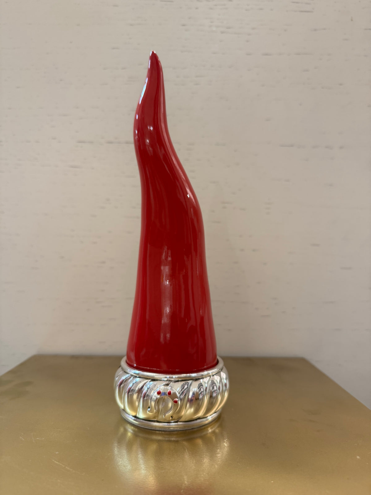 Sequenze - oggetto decorativo portafortuna a forma di peperoncino con base in argento