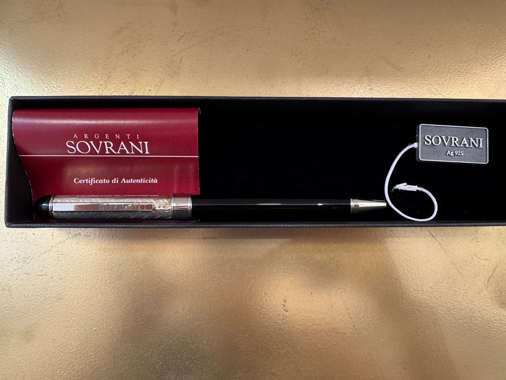 Sovrani - penna in argento 925 a sfera laccata nera
