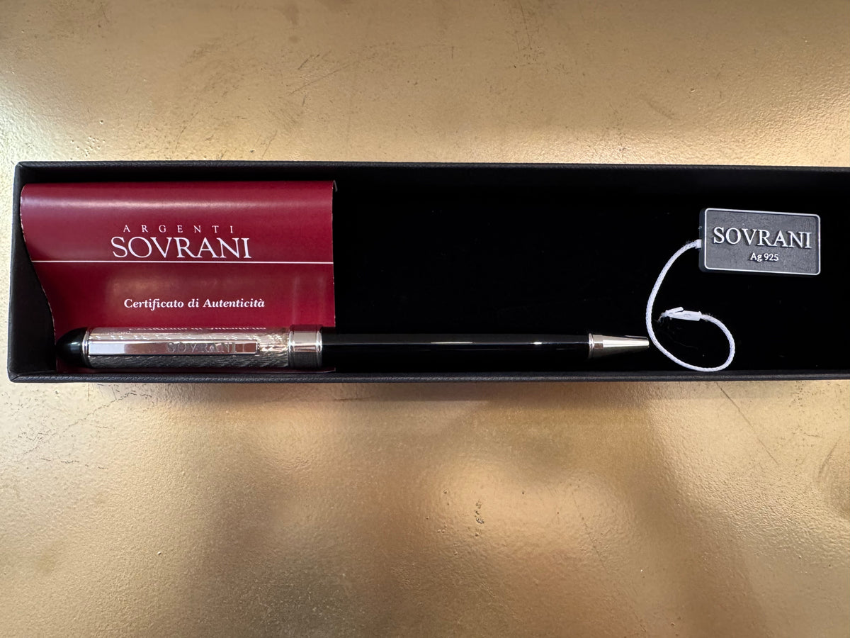 Sovrani - penna in argento 925 a sfera laccata nera