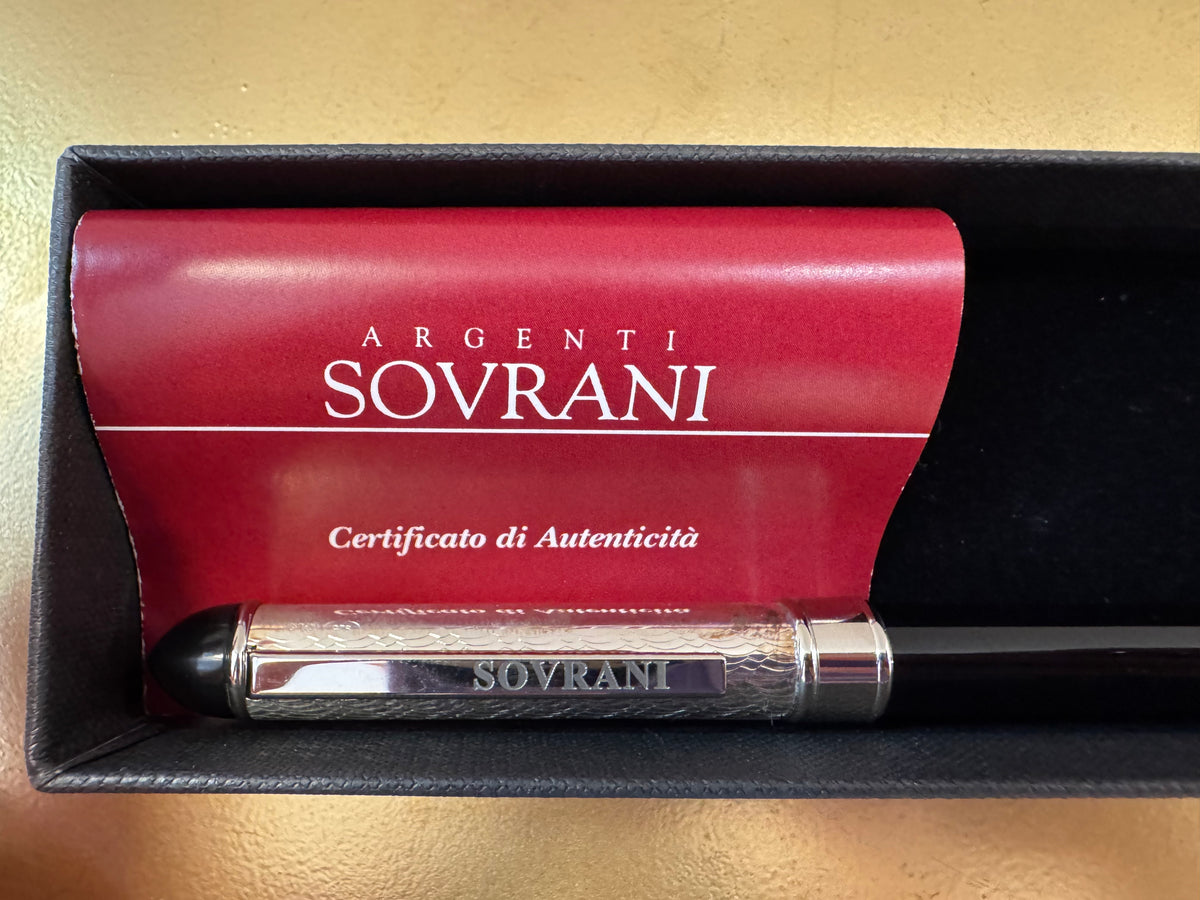 Sovrani - penna in argento 925 a sfera laccata nera