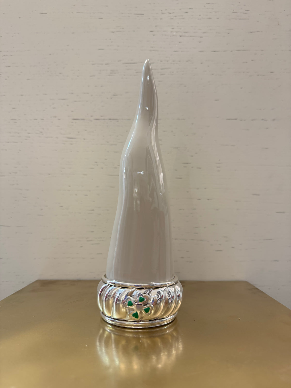 Sovrani - oggetto decorativo portafortuna a forma di corno con base in argento